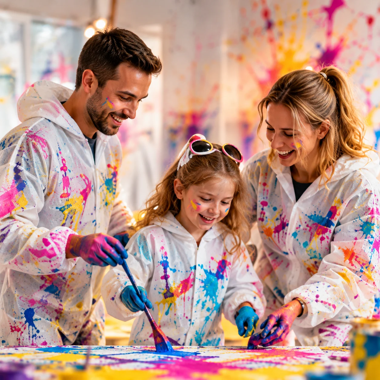Familien beim Action Painting